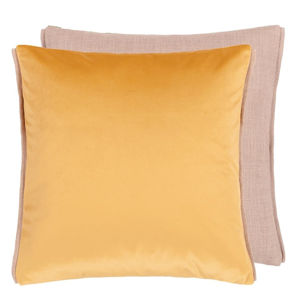 Velluto Velvet Plain Cushion by Designers Guild in Alchemilla Yellow